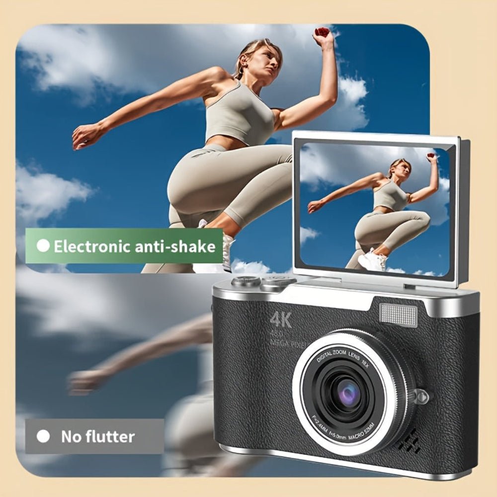 4K Digital Camera with Flip Screen and High Resolution Photo Capture