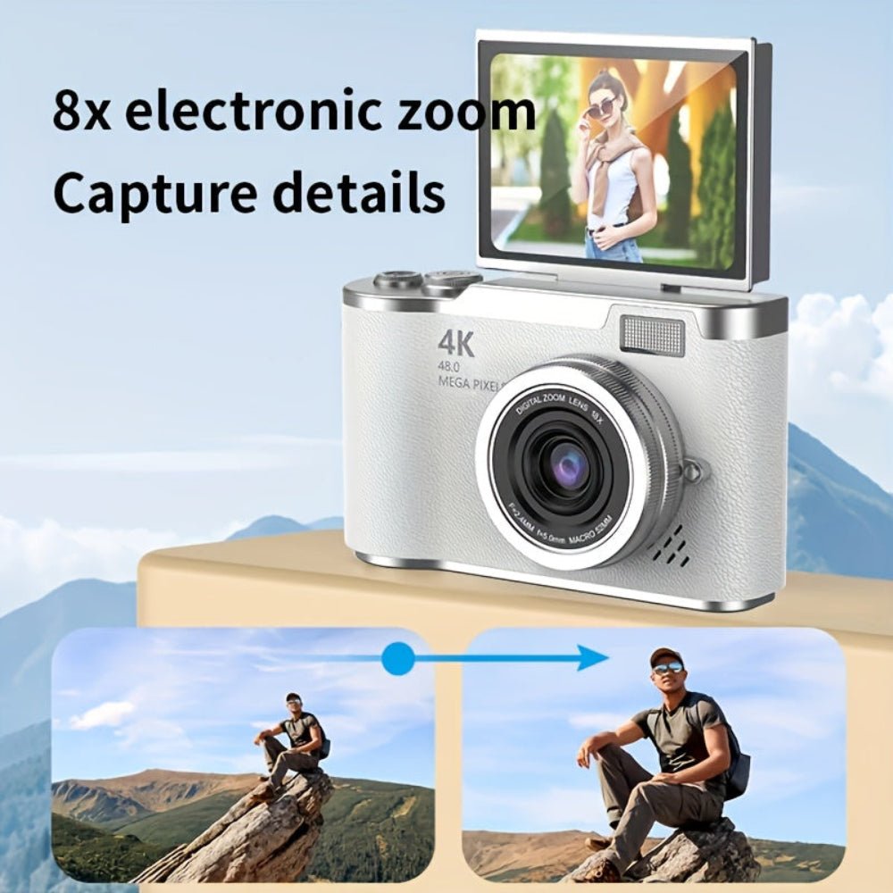 4K Digital Camera with Flip Screen and High Resolution Photo Capture