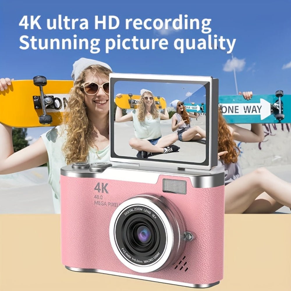 4K Digital Camera with Flip Screen and High Resolution Photo Capture