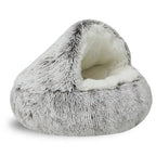 Hooded Cat Cave Bed with Plush Interior and Anti Slip Base