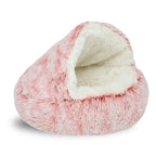 Hooded Cat Cave Bed with Plush Interior and Anti Slip Base