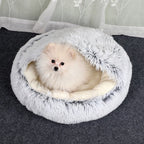 Hooded Cat Cave Bed with Plush Interior and Anti Slip Base