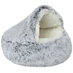 Hooded Cat Cave Bed with Plush Interior and Anti Slip Base