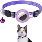 Adjustable Cat Collar with Tracker Holder and Safety Buckle