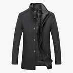 Men’s Wool Blend Winter Coat with Quilted Lining and Slim Fit