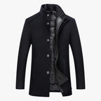 Men’s Wool Blend Winter Coat with Quilted Lining and Slim Fit