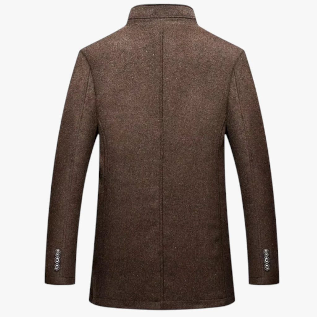 Men’s Wool Blend Winter Coat with Quilted Lining and Slim Fit