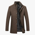 Men’s Wool Blend Winter Coat with Quilted Lining and Slim Fit