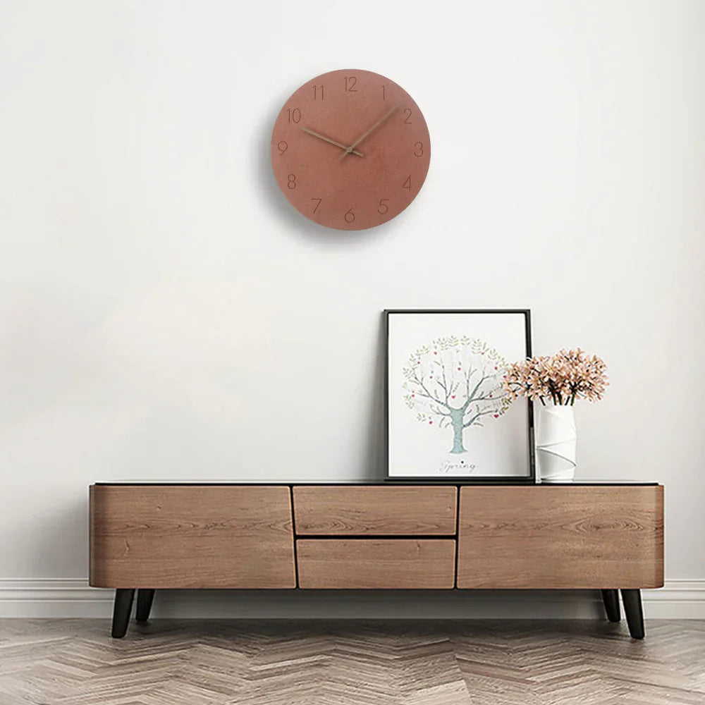 Minimalist Round Wall Clock with Silent Quartz Movement and Clear Number Display
