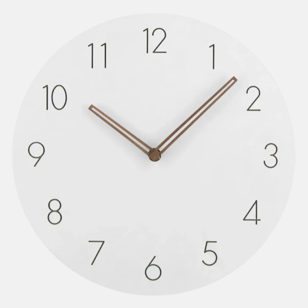 Minimalist Round Wall Clock with Silent Quartz Movement and Clear Number Display