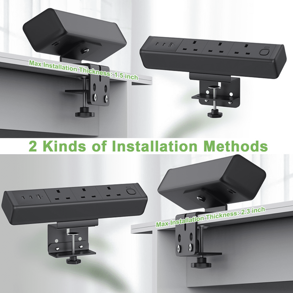 Desk Clamp Power Strip with USB Charging Ports and Multiple AC Outlets
