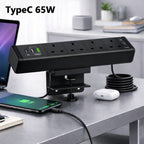 Desk Clamp Power Strip with USB Charging Ports and Multiple AC Outlets