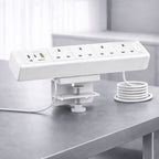 Desk Clamp Power Strip with USB Charging Ports and Multiple AC Outlets