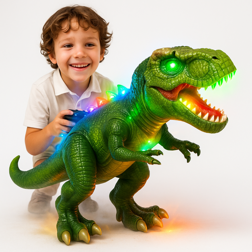 Remote Control Dinosaur Toy with Lights Sound and Walking Motion
