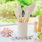Silicone Kitchen Utensils Set with Bamboo Handles and Heat Resistant