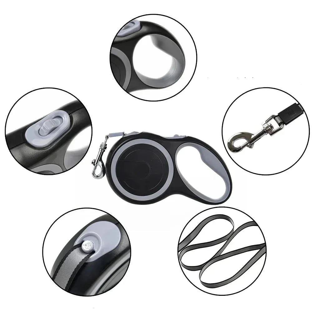 Retractable Dog Leash with One Button Brake and Ergonomic Handle