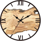 Round Acrylic Wall Clock with Wood Grain Design