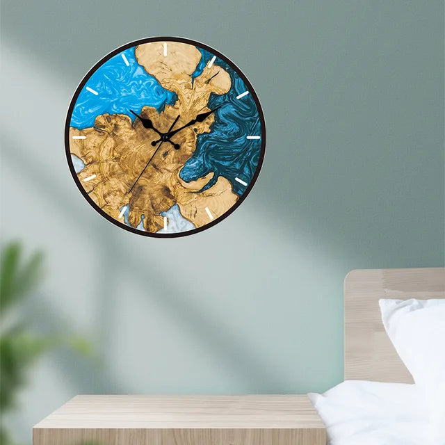 Round Acrylic Wall Clock with Wood Grain Design