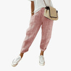 Women’s Striped Casual Trousers with Elastic Waistband and Relaxed